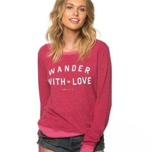 Spiritual Gangster Savasana ‘Wander With Love’ Pullover Pink-Red Lounge Sz Small
